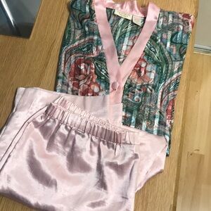 Victoria’s Secret Two-Piece Satin Pajama Set with Floral Paisley Jacket